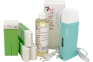EpilWax - Kit Chauffe Cire Épilation Professionnelle avec 4 x Recharges Roll on Cire à l’Aloé Vera, 100 x Bandes d'Épilation et Huile après Épilation - Gamme Royal