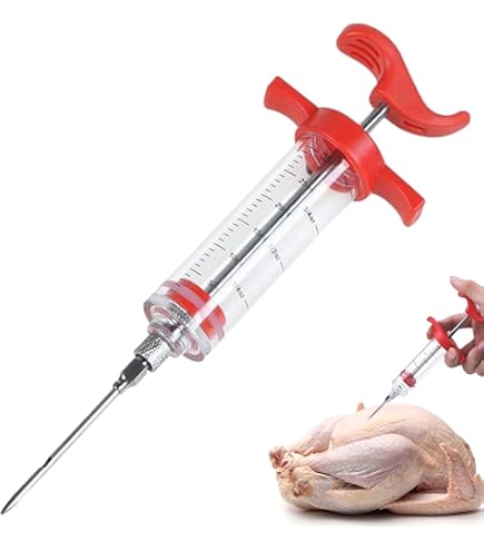Siringa Per Marinare La Carne Con 3 Aghi E Spazzola - Strumento Professionale Per BBQ E Cucina