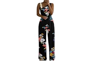 L9WEI Mono elegante con un solo hombro para mujer, cintura alta, pierna ancha, estilo informal, suelto, estampado, túnica, ideal para fiesta