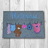 Mutterpasshülle aus Wollfilz - Motiv: Teddyleine 1