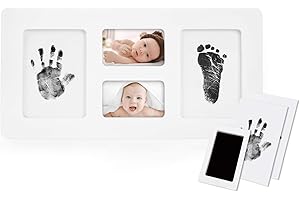 Norjews Baby Handabdruck und Fußabdruck Fotoalbum mit Zwei"CleanTouch" Stempelkissen, Babyhaut kommt nicht mit Farbe in Berührung, das ideale Babyparty Geschenk - Upgrade Version