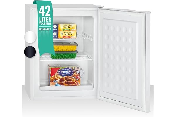 Bomann liten frysbox med 42 liters användbar kapacitet, minifrys med 2 uttagbara trådhyllor, frys med vändbart dörrgångjärn och steglös temperaturkontroll, GB 7236