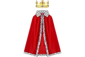 VIKSAUN King Costume - Kids Prince Cloak & Crown Set for Role Play, Nativity King Queen Fancy Dress, Stage Performance, Coronation Day, Birthday, Halloween