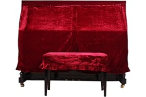 STTC Couverture de Piano Droit, Universel Lavables Housses de Protection pour Vertical Piano pour 88 Touches Piano avec Couverture de Tabourets,Rouge,Single Stool