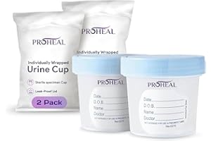 PROHEAL Sterile Urine Specimen Cups with Lids (2PK)- 4 oz. Sample Urine Cups for Specimen Collection - Individually Wrapped Urine Cups for Testing - Stool, Semen Analysis, and Pee Cup