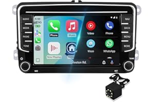 7 Inch Android 14 Car Stereo for VW Golf/Seat/Passat/Polo/Jetta/Touran Multimedia Stereo Radio with Wireless Carplay Android Auto Mirror Link Steering Wheel Control GPS Bluetooth WiFi FM Backup Camera