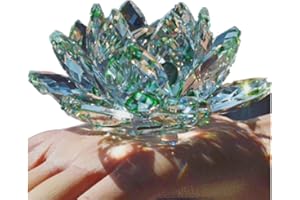 TYGJB Feine Quarz Kristallglas Lotus Blume Natursteine Mineralien Feng Shui Kugel Kristalle Blumen Hochzeit Souvenirs (Grün)