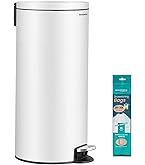 Poubelle 50 Litres à Pédale 41 x 39 x 61 CM en Acier Inox Anti-Empreintes Fermeture Amortie Ultra-Silencieuse Argent/Doré