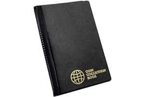 Album de Collection de pièces de Monnaie 60 Poches - 4,5x4,5 cm/1,8x1,8 Pouces Porte-Monnaie Livre Album de Stockage D'Argent Penny Pocket pour collectionneurs Noir CS0106BK