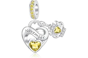 Alstiva Geburtsstein Charm 925 Sterling Silber 5A Zirkonia Anhänger für Europäische Armbänder und Halsketten - Schmuck Geschenk für Damen