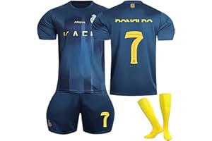 ZGHQHCDRH Maglia da Calcio per Bambini, Set di Maglie per Bambini, 7 Maglia T-Shirt, Pantaloncini e Calzini, Maglie da Calcio per Ragazzi, Taglia: 22-28 (Altezza: 120-160 CM)