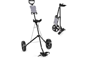 COSTWAY Carrello da Golf Pieghevole con 2 Ruote, Carrello da Golf in Ferro con Tabellone Segnapunti