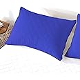 AJISH Quilted Bed Pillows for Sleeping Standard Size Set of 2, 17 X 27 Inch - Ultra Soft Cooling Hotel Quality - Gusseted Microfiber Pillow for Back, Stomach or Side Sleepers, Navy Blue