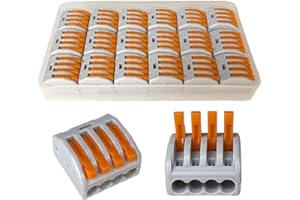 QitinDasen 18Pcs Premium PCT-214 Lever-Nut Wire Connectors, 4 Port Conductor Compact Wire Connectors, Splicing Type Quick Conductors Cable Clamp Terminal Block Spring Connector