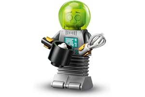 BRICK FLIP Robot kuchenny (Robot Butler), Lego Minifigurki z serii 26 Kosmos (seria 26 Space), pojedyncza figurka kolekcjonerska, kompletny zestaw ze stojakiem i akcesoriami, CMF (col26-9)