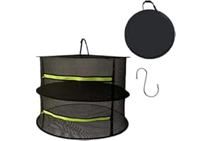 Dhqkqg Red De Secado Hierbas para Colgar, 2 Capas Estante De Secado De Hierbas Plegable, Malla Secado Hierbas con Cremallera, Red De Secado, Adecuado Flores Secas,Pescado,Carne,Frutas para Secar Ropa