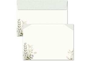 PAPER-MEDIA 25 envelopes Green Branches Flowers & Petals DIN C6 (162x114 mm)