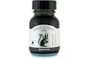 OCTOPUS FLUIDS Encre de dessin et d'écriture Octopus Write and Draw 553 Écureuil Vert, encre résistante à l'eau pour l'écriture et le dessin, encre de calligraphie, encre de dessin résistante à la lumière pour stylo