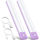 QTshine Luce Armadio LED, 【80LED-Super Luminoso】 Luci Notturna con Sensore di Movimento, USB C Ricaricabile Lampada Armadio, 