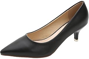 WUIWUIYU Women's Girls' Fashion Pointed Toe Kitten Heel Pump Shoes
