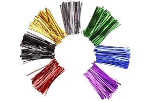 DEOLVEN Attaches Métallisées,700 Pack Métallique Twist Cravates Coloré Cravate pour Sac en Cellophane Fête Cello Gâteau Pops 7 Couleurs 4 Pouces