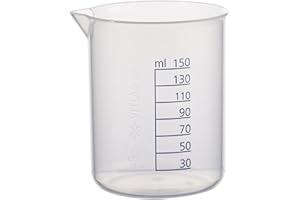 Vitlab Polypropylene Griffin Cup, High Shape, Graduated, Transparent, 150 ml Capacity, Height 80 mm