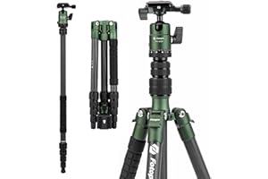 Fotopro 59" Carbon Fibre Tripod for Camera, Compact Travel Tripod with Ball Head, Detachable Monopod with Quick Release Plate and Bag, Load up to 8KG/17.63lbs