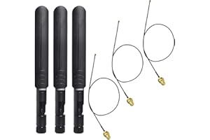 GTIWUNG 3 Piezas 2.4/5/5.8GHz Dual Band WiFi RP-SMA Antena 16CM 8dBi Doble-Banda Macho + 3 Piezas U.FL a RP SMA Hembra Pigtail Cable 25CM