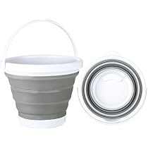 Seau Pliable 5five 10L - Gris/Blanc - Pour Ménage, Camping, Voiture