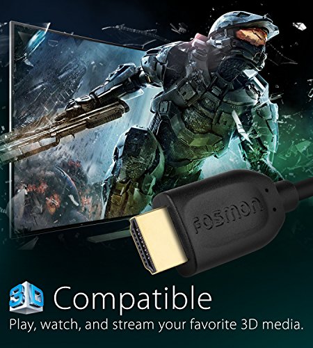 Fosmon (1,8M/6 FT) Gold-überzogenes Hochgeschwindigkeits-HDMI zum HDMI Kabel für PS4, PS3, Xbox One S / Xbox One / 360, HDTV, Blu-Ray, DVD, Satellit, DVR & More – 4k Auflösung, vergoldete Steckverbinder - 3