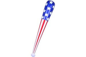 LOVETRENDS Inflatable Baseball Bat - Red, White & Blue Baseball Bat with American Flag Design - 4th July Independence Day Party Prop Fancy Dress Accessory