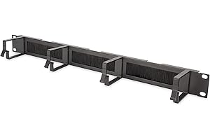 ‎KOSCOM CONNECT Koscom Connect Kabel-Rangierpanel für Netzwerkschrank I 1 HE Kabelführung für Serverschrank I Rangierfeld mit 4 Führungsbügel 44 x 60 mm I Server Rack Kabelmanagement (Schwarz, 19 Zoll + Bürste)