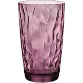 Bormioli Rocco Diamond Glass 47 cl Tall Glass | Pink, Glass, High Format, Embossed Finish