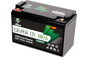 HIXIMI LiFePO4 batteria al litio ricaricabile 12V 100Ah, più di 5000 cicli profondi, 100A BMS