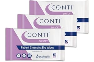 SYNERGY HEALTH Conti SoSoft Large Heavyweight Dry Patient Cleansing Wipes (3 Packs of 100)