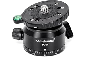 Koolehaoda Livellatore per fotocamera con base di livellamento per treppiedi, inclinazione di 15°, con filettatura da 3/8", livello a bolle offset e base panoramica a 360° per testa video, treppiedi