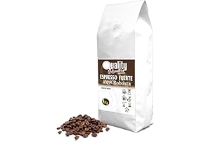 QUALITY ROASTERS COFFEES Café en grano natural "Espresso Fuerte". 100% Robusta. 1Kg. Tostado artesanal. Tueste Medio.