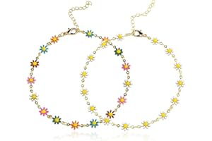 EHDWXVZM 2 Piccole Cavigliere Margherita, Stile Bohémien, Floreali e Regolabili per Donna - Gioielli per i Piedi