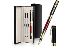 LUEDEN Wood Rollerball Pen Set Luxury Pen Gift Fancy Personalised Pen with Box Extra 2 Black Ink Refills Nice Pens for Writing Metal Ballpoint Pens for Men Women Executive Office Professional