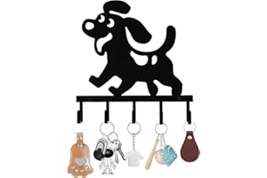 Lvjkes Schlüsselhalter, Schlüsselkasten Aus Metall, Schwarz Multifunktionaler Schlüsselhalter zur Wandmontage, Mit 5 Schlüsselhaken für Schlafzimmer, Eingänge, Garagen (Hund/Links)