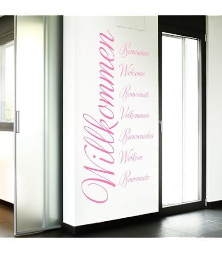 Wandtattoo 'Willkommen' – 120 X 35 Cm, Dunkelrot, Selbstklebend Auf Raufaser & Putz