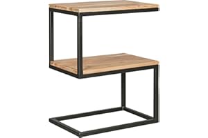 FineBuy boczny FineBuy Lite drewno/Metal 45 x 60 x 30 cm Stół końcowy Salon | Stół do przechowywania Styl przemysłowy | Stolik kawowy Stolik Sofa | Mały stół wypoczynkowy