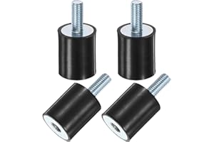 M METERXITY 4-Pack Rubber Mounts D25mmxH30mm Male/Female Vibration Isolators Cylindrical Shock Absorber W M8 x 20mm Studs for Air Compressor/Car/Pump/Boat/Garage Motor/Bobbins Rubber Isolators