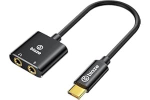 biaze Y25 Typ-C Externe Soundkarte USB-C Adapter Audio Stereo Adapter External Sound Card für Computer, PS5, PS4, USB Kopfhörer und Mikrofon Audio Stereo External Sound Card (Schwarz)