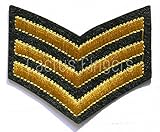 Gold Sergeant Sargent Stripes Iron Sew On Embroidered Patch Badge Army Military