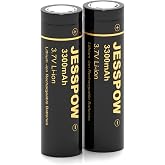 3.7 Volt Rechargeable Batteries, 3300mAh Top Flat Rechargeable Battery Suitable for Flashlights, Cameras, Small Fans (2Pcs)