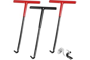 Bremorou 3 Pcs Brake Spring Hook Puller Tool T Shaped Handle Motorcycle Exhaust Spring Hook With Rubber Coating Pipe Spring Puller For Snowmobile Dirt Bike Trampoline Hook Tool (Red & Black)