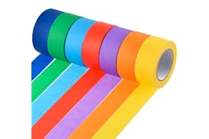 ANNTIM 7 Rollos Cinta Adhesiva Colores, Papel Washi Tape, Cinta Carrocero Colores, Cintas Washi Grabables para Pintar Diario Manualidades Decorativas álbumes de Recortes 25 mm x 13 m