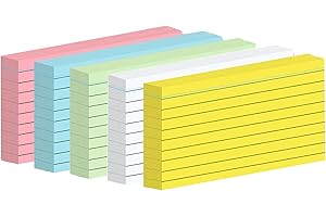 Fhlbestyu Fiszki A7, 500 sztuk, 7,4 x 10,5 cm, w linie, do oznaczania marki, zapis przepisów, zostaw wiadomość, nauka słownictwa w podróży (opakowanie 5 kolorów)