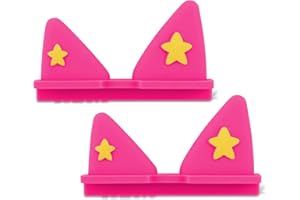 ANNMORE Orecchie di ricambio per Tonie Box, confezione da 2, accessorio per pulsante volume Toniebox, solo orecchie esterne, motivo stelle gialle, rosa